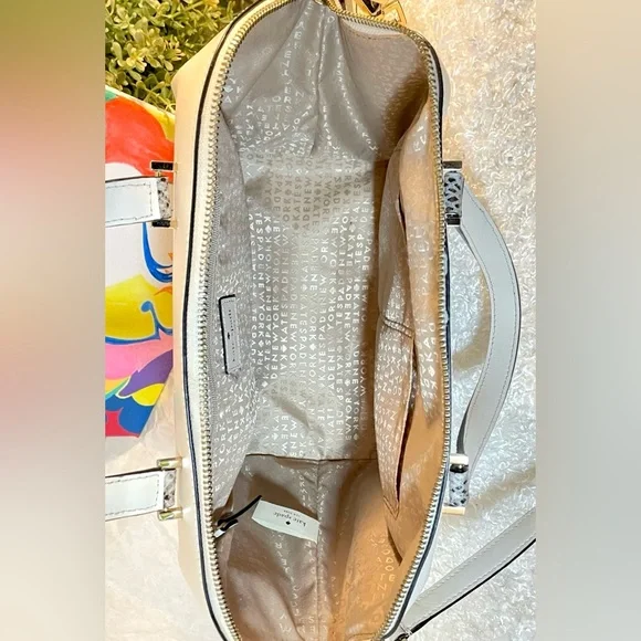 Like New Genuine Leather white large medium convertible bag satchel - Picture 15 of 16